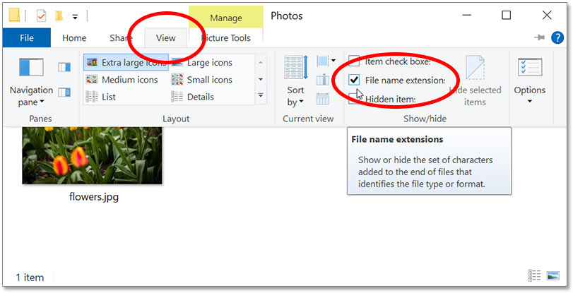 نحوه فعال کردن پسوند فایل در ویندوز 10: