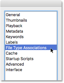 مرحله 2: "File Type Associations" را انتخاب کنید