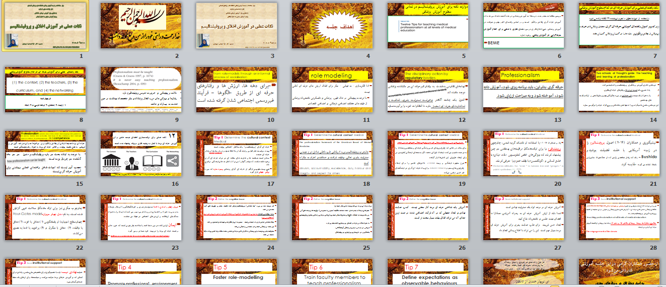 وبینار آموزشي نكات عملي در  آموزش  اخلاق و پروفیشنالیسم 