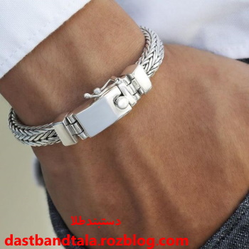 دستبند مردانه نقره ای